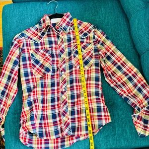 Vintage Plaid Country Western Button-down Collar Shirt XS Small